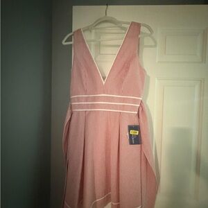 Lauren James red seersucker dress size small